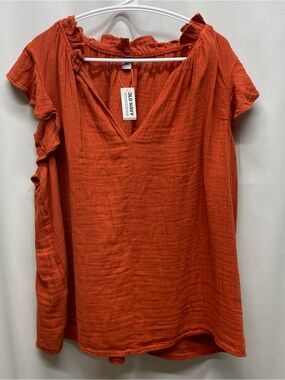 Old Navy demi ruffle shirt blouse size 3x rust boho cottagecore beach summer